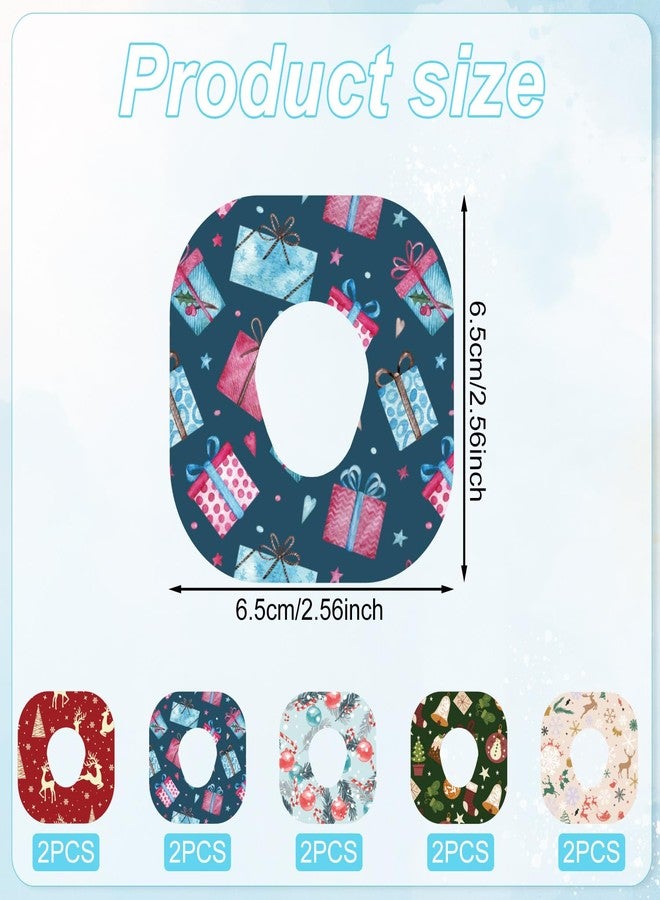 XIHIRCD ١٠ قطع من اللصقات اللاصقة لجهاز Dexcom G7، أغطية مستشعر مراقبة الجلوكوز المستمر قابلة للتنفس بتصميم شجرة عيد الميلاد، ملصقات مقاومة للماء لمستشعر Dexcom - Image 2